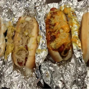 The Reuben, New York, Chili Cheese, and Chicago dogs...