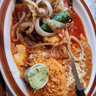 a plate of mexican food