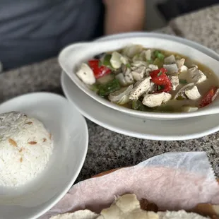 two plates of food on a table