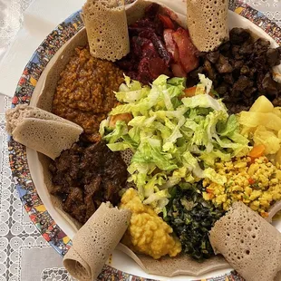 a plate of ethiopian food