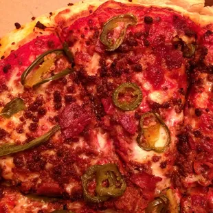 Chorizo, bacon, and jalapeño