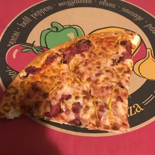 These 2 slices had the most pastrami on it with 3 little pieces