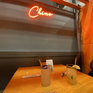 Cute booths with signs