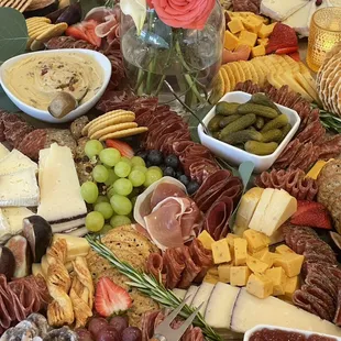 Grazing Table- variety of meats, cheese, fruit, crackers