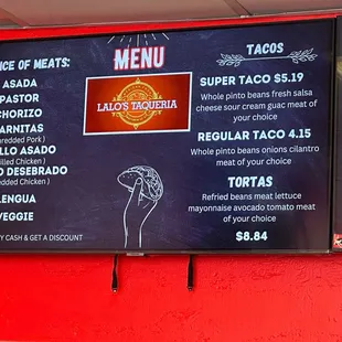 The menu