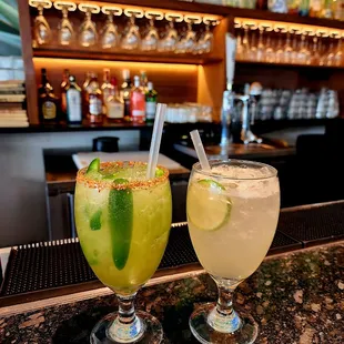 The Jalisco Alto margarita with Tres Generaciones Resposado tequila, jalapeños, lime juice, and grand Marnier