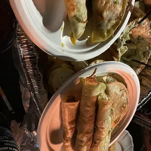 Chicken and Asada tacos! The shell is bomb!