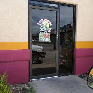 The hours are on the door.