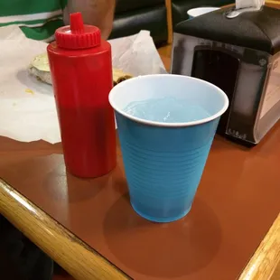 We always drink water and enjoy the green and red sauce!