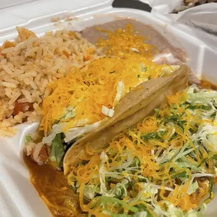 #5 taco and cheese enchilada plate