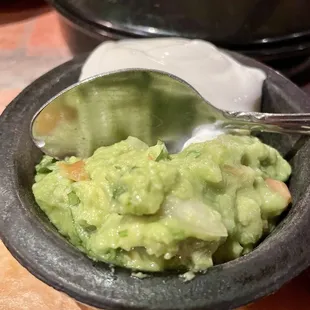 Sour cream and guacamole