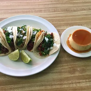 Tacos and Flan