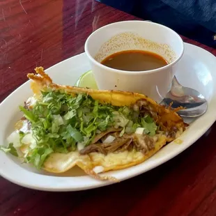 Flavorful pork birria taco