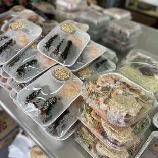 trays of food on a table