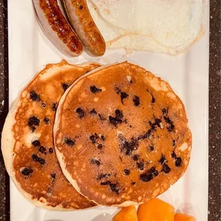 Lama combo with blueberry pancakes
