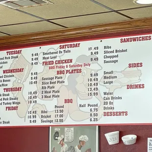 Menu as of April 2022