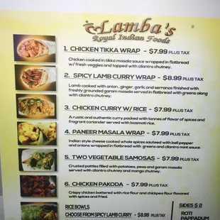 the menu