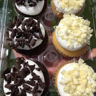 Chocolate cupcake with strawberry filling AND vanilla cupcake with lemon filling. Chocolate wins every time!