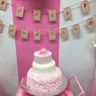 Custom made this for my niece baby shower. Top 2 tiers were strawberry and bottom tier was chocolate every one loved it, best cakes.