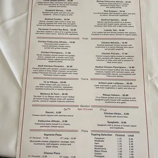 Full Menu Back Page