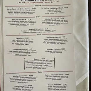 Lunch Menu