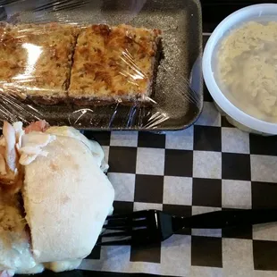 Cordon Blue Sandwich w/ deviled egg salad and magic squares