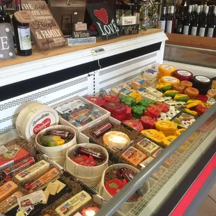 One of the displays - includes a variety of cheese