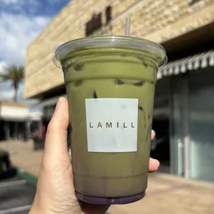 ube coconut cream matcha latte (iced only)