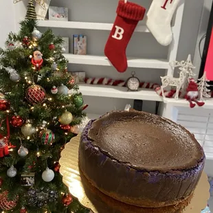 Ube basque cheesecake