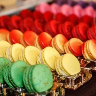 a rainbow of macarons