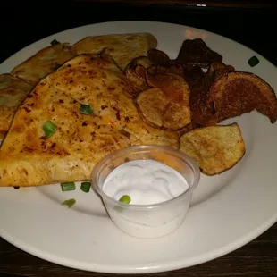 quesadilla and house cut chips