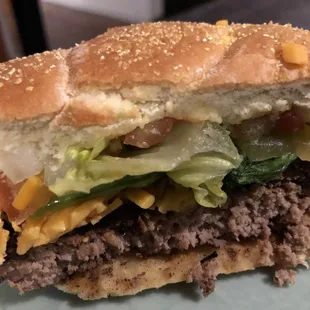 Burger from grill.