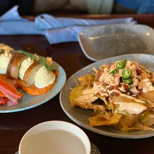 Deviled Eggs and Toast &amp; Lobster Nachos