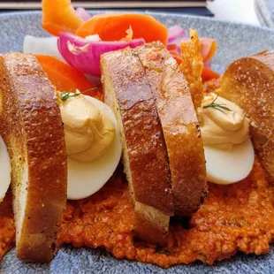 Deviled eggs and toast...delish!