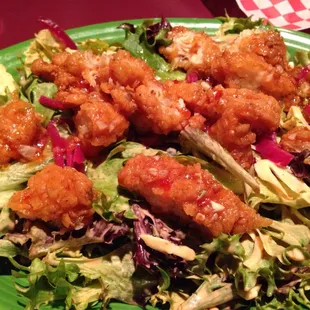 Thai chicken salad (w/cucumber shreds, pickled onion, cabbage and SPICY dressing)