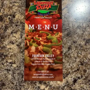 a menu for a restaurant