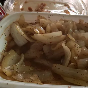 Plate of onions instead of chicken