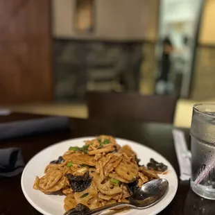 Shredded pork with lotus root