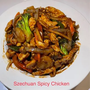 a plate of chinese food