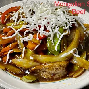 a plate of chinese food