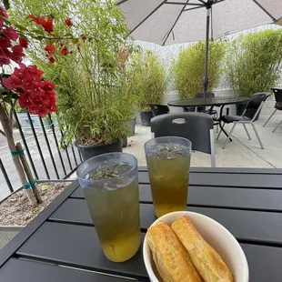 Complimentary pate chaud and iced tea for soft opening.  Nice touch.