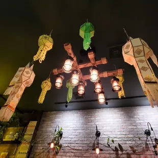 Decorative lanterns on the ceiling