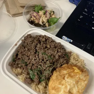 Kra Prow Over Rice with Fried Egg Lunch Special