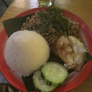 Kra Taim Khai Dao (over rice)Lunch Special