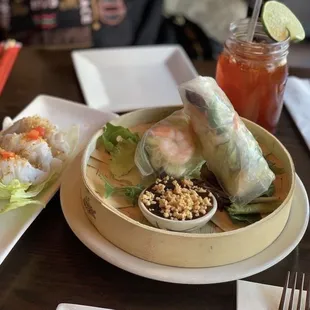 a variety of food items on a table