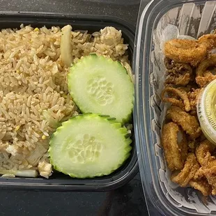 Chicken Thai Fried Rice, thai Fried Calamari