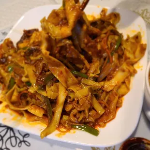 (To go order) Dry Mixed cumin lamb w/ thin wide noodles