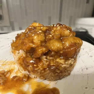 Barely any chicken sweet n sour chicken