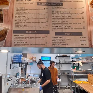 the menu of a restaurant