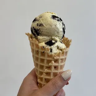 Banana Oreo in a waffle cone